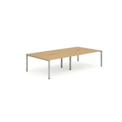 Evolve B2B Silver Frame Bench Desk 1400 Beech (4 Pod) - BE253