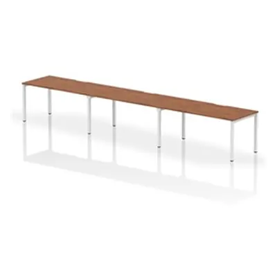 Evolve Single White Frame Bench Desk 1600 Walnut (3 Pod) - BE387