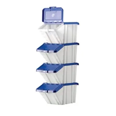 Barton Multifunctional Storage Bins Blue Lids (4 Pack) 052101/4