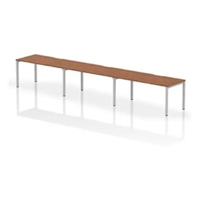 Evolve Single Silver Frame Bench Desk 1600 Walnut (3 Pod) - BE407