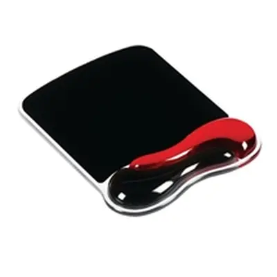 Kensington Duo Gel Wave Mouse Mat Pad with Wrist Rest Red and Black Re