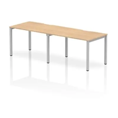 Evolve Single Silver Frame Bench Desk 1200 Maple (2 Pod) - BE379