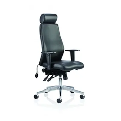 Onyx Ergo Posture Chair Black Bonded Bonded Leather With Headrest