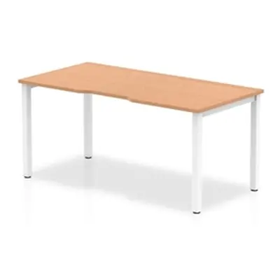 Evolve Single White Frame Bench Desk 1400 Oak - BE115