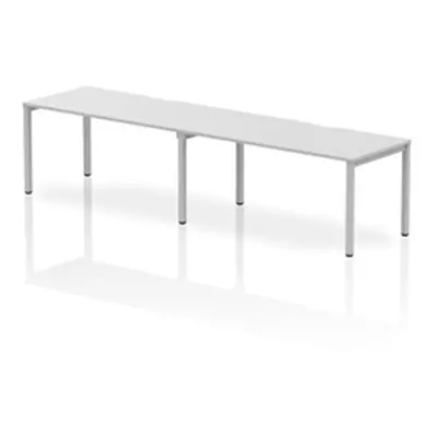 Evolve Single Silver Frame Bench Desk 1600 White (2 Pod) - BE366