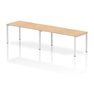 Evolve Single White Frame Bench Desk 1600 Maple (2 Pod) - BE349