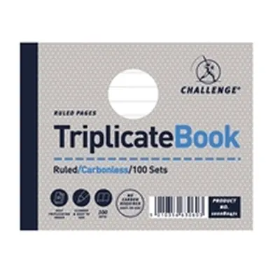 Challenge Ruled Carbonless Triplicate Book 100 Sets 105x130mm (5 Pack)