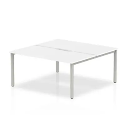 Evolve B2B Silver Frame Bench Desk 1600 White (2 Pod) - BE166