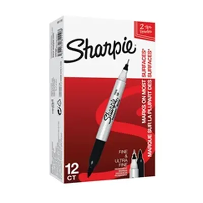 Sharpie Permanent Black Marker Pen 1mm Line [Pack 12] - S0811100