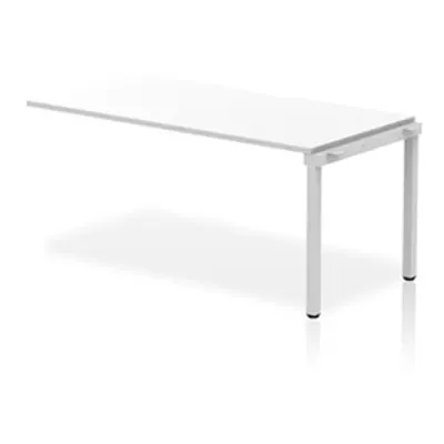 Evolve Single Ext Kit Silver Frame Bench Desk 1600 White - BE326