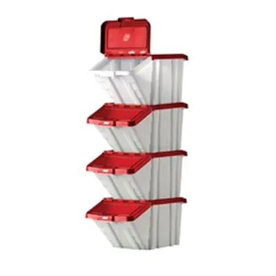 Barton Multifunctional Storage Bins Red Lids (4 Pack) 052102/4