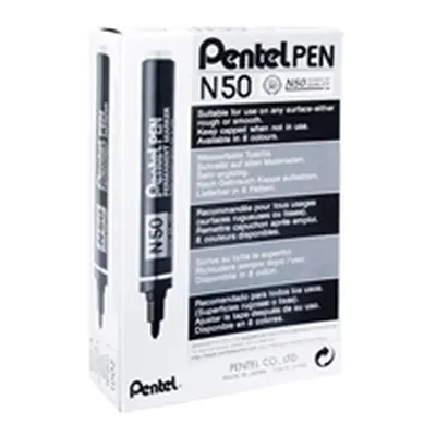 Pentel N50 Permanent Bullet Marker Broad Black (Pack of 12) N50-A