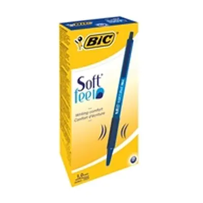 Bic Soft Feel Clic Grip Ball Pen Retractable 0.3mm Line Blue Pack 12