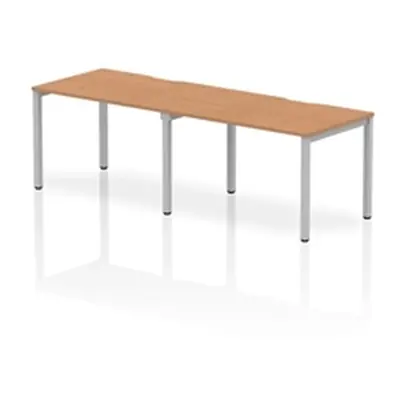 Evolve Single Silver Frame Bench Desk 1200 Oak (2 Pod) - BE380