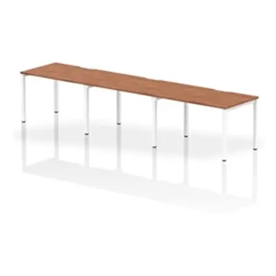 Evolve Single White Frame Bench Desk 1200 Walnut (3 Pod) - BE397