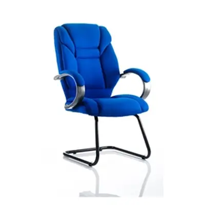 Galloway Visitor Cantilever Chair Blue Fabric With Arms - K