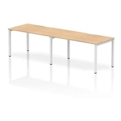 Evolve Single White Frame Bench Desk 1400 Maple (2 Pod) - BE354