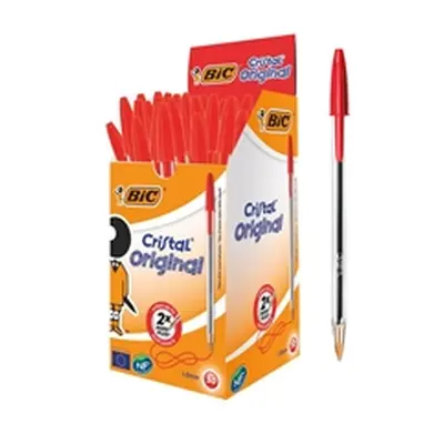 Bic Cristal Ball Point Pen 1mm Tip 0.32mm Line Red Pack 50