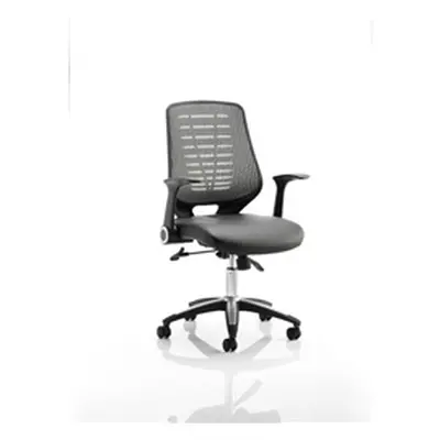 Relay Task Operator Chair Bonded Leather Seat Silver Back With Arm