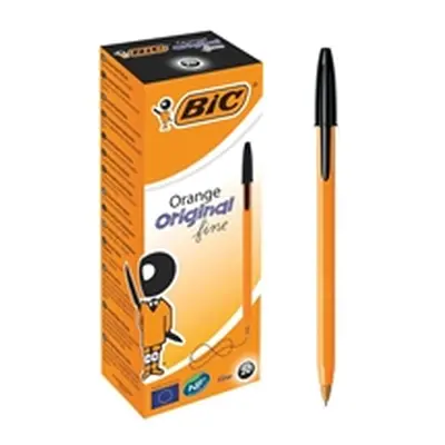 Bic Orange Ball Pen Fine 0.8mm Tip 0.3mm Line Black Pack 20