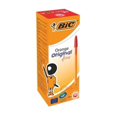 Bic Orange Ball Pen Fine 0.8mm Tip 0.3mm Line Red Pack 20