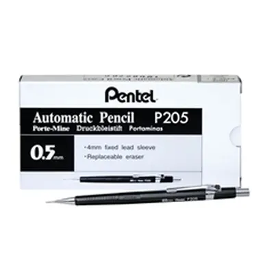 Pentel P200 Automatic Pencil Fine 0.5mm Black Barrel (Pack of 12) P205