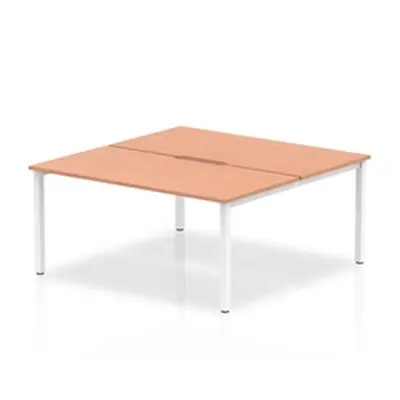 Evolve B2B White Frame Bench Desk 1600 Beech (2 Pod) - BE148