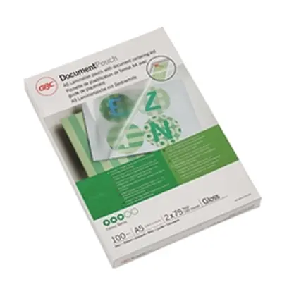 GBC DocumentPouch A5 Gloss Laminating Pouches 75 Micron (Pack of 100)