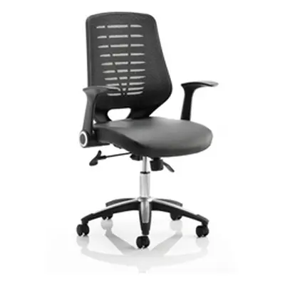 Relay Task Operator Chair Bonded Leather Seat Black Back With Arms