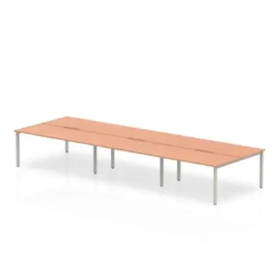 Evolve B2B Silver Frame Bench Desk 1600 Beech (6 Pod) - BE288