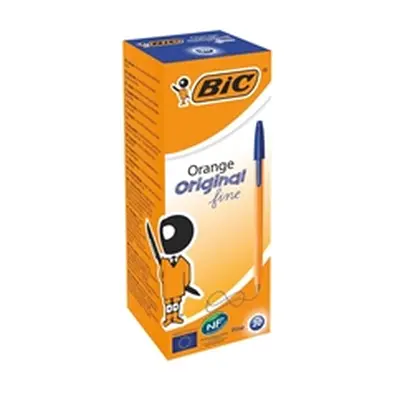 Bic Orange Ball Pen Fine 0.8mm Tip 0.3mm Line Blue Pack 20