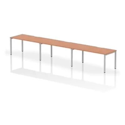 Evolve Single Silver Frame Bench Desk 1600 Beech (3 Pod) - BE408