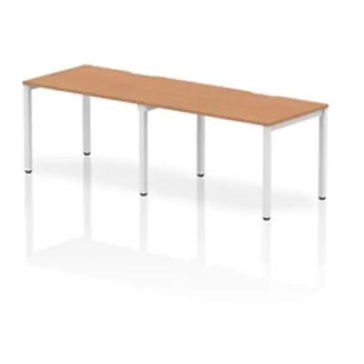 Evolve Single White Frame Bench Desk 1200 Oak (2 Pod) - BE360