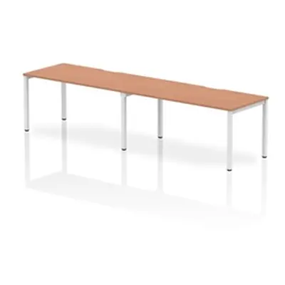 Evolve Single White Frame Bench Desk 1600 Beech (2 Pod) - BE348