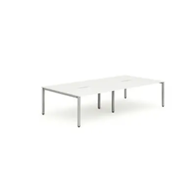 Evolve B2B Silver Frame Bench Desk 1200 White (4 Pod) - BE256