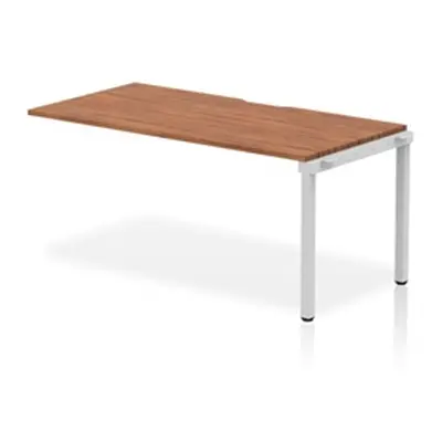 Evolve Single Ext Kit Silver Frame Bench Desk 1600 Walnut - BE327