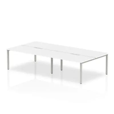 Evolve B2B Silver Frame Bench Desk 1600 White (4 Pod) - BE246