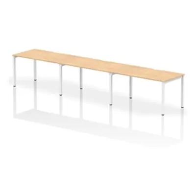 Evolve Single White Frame Bench Desk 1400 Maple (3 Pod) - BE394