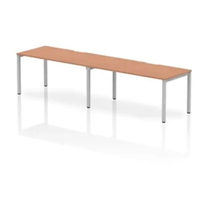 Evolve Single Silver Frame Bench Desk 1600 Beech (2 Pod) - BE368