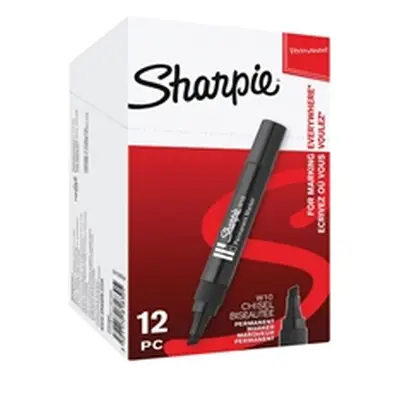 Sharpie W10 Perm Marker Chisel 1.2-5mm Black Pack 12 - S0192652