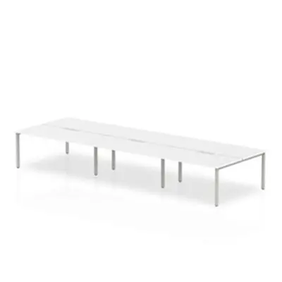 Evolve B2B Silver Frame Bench Desk 1600 White (6 Pod) - BE286