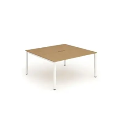 Evolve B2B White Frame Bench Desk 1200 Oak (2 Pod) - BE160