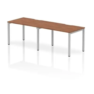 Evolve Single Silver Frame Bench Desk 1200 Walnut (2 Pod) - BE377