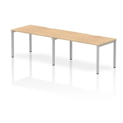 Evolve Single Silver Frame Bench Desk 1400 Maple (2 Pod) - BE374