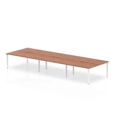 Evolve B2B White Frame Bench Desk 1600 Walnut (6 Pod) - BE267