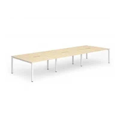 Evolve B2B White Frame Bench Desk 1200 Maple (6 Pod) - BE279