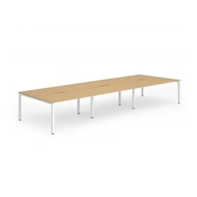 Evolve B2B White Frame Bench Desk 1400 Beech (6 Pod) - BE273