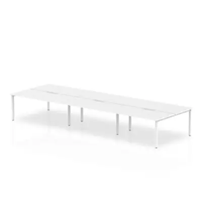 Evolve B2B White Frame Bench Desk 1600 White (6 Pod) - BE266