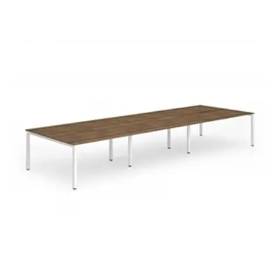 Evolve B2B White Frame Bench Desk 1200 Walnut (6 Pod) - BE277