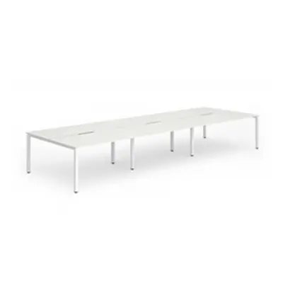 Evolve B2B White Frame Bench Desk 1200 White (6 Pod) - BE276